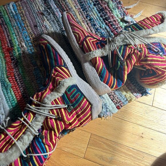 Artemola Handmade Women's Mola Lace Up Boots Size 38 / 8.5 - Picture 15 of 16